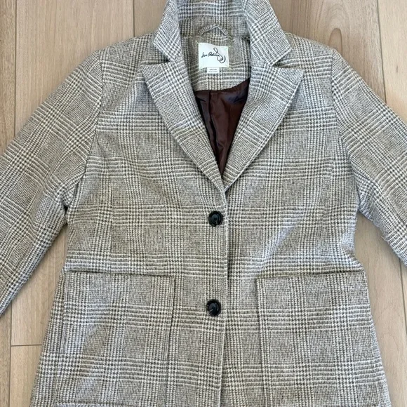 SAM EDELMAN Women's Windowpane Plaid Coat Size Small in Feminine Plaid - Picture 2 of 6